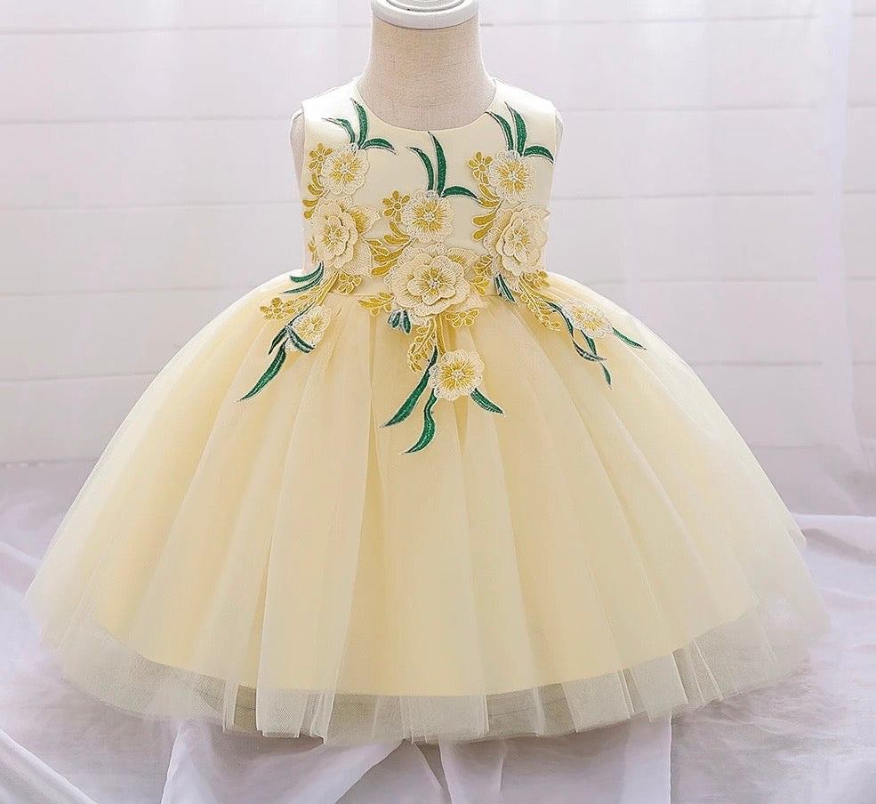 Floral embroidery dress